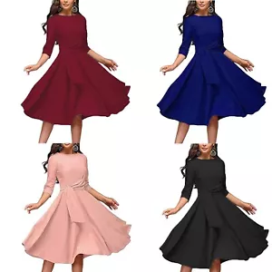 Lässige Sommerkleid für Damen mit Taschen Damen Eleganz Rüschenkleid rund - Bild 1 von 31