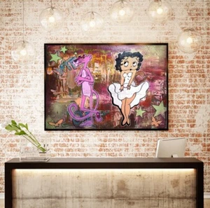 Pop Art Canvas, Leinwand, Keilrahmen, Handmade Betty Boop, Paulchen Panther - Bild 1 von 2
