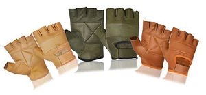 Weight Lifting Finger Less Leather Gloves Body building Gym Fitness Bus Driving - Picture 1 of 5