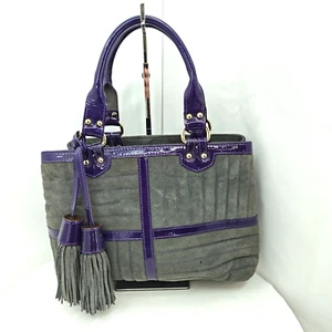 CLAUDIA FIRENZE Handtasche grau Wildleder mit lila Lacklederbesatz - Bild 1 von 15