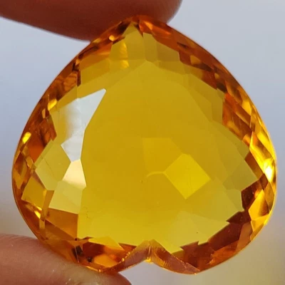 Large Amazing Yellow Citrine 80 Ct. Heart Facet Cut Loose Gem for Women Special - Image 1 of 4