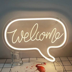 Letrero de neón de bienvenida con arte 3D, impulsado por USB. Letrero de neón blanco cálido para entrada de casa - Imagen 1 de 3