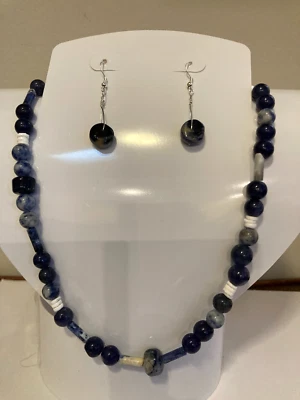Blue & White  Sapphire Necklace & Earring Set,  Various styles 20"-23"" - Image 1 of 4