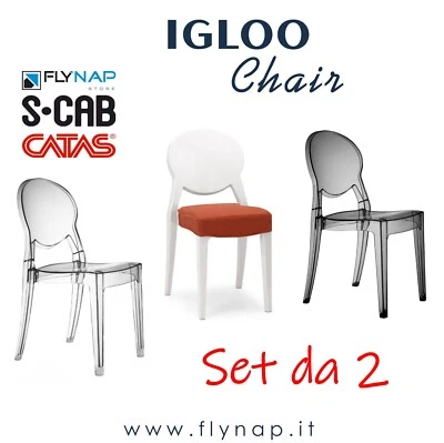 SCAB DESIGN SET 2 SEDIE SEDIA IGLOO CHAIR POLICARBONATO CASA BAR RISTORANTI - Immagine 1 di 4