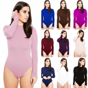 13 Colors Women Sexy Long Sleeve Shirt Jumpsuit Bodysuit Stretch Leotard Blouse - Picture 1 of 14
