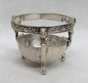 ANTIQUE FRENCH EUROPEAN 900 CONTINENTAL SILVER BLACKAMOOR TEA STRAINER HOLDER - Picture 1 of 5