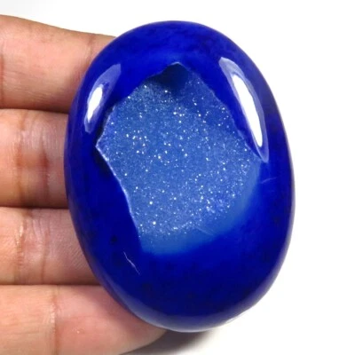 Geoda de ventana natural piedra preciosa de ónix 52x38 mm ágata de ónix azul cabinas druzy OD-1126 Foto 1 de 4