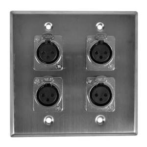 Piastra da parete in acciaio inox audio sismico - 2 marce con 4 connettori donna XLR - Foto 1 di 2