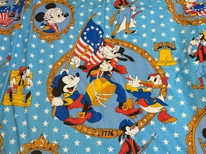 Vtg Mickey Mouse Sheet - Double Flat - 1776 Patriotic Stars Stripes 81 x 40 GVC - Picture 1 of 10