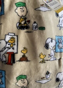 SNOOPY WOODSTOCK CHARLIE BROWN PLUSH THROW BLANKET PEANUTS ART 50"x70” Artwork - Picture 1 of 3