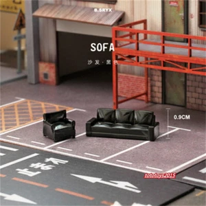 1/64 Black Sofa Furniture Scene Prop Miniture Figure Fit Cars Vehicles Model Toy - Picture 1 of 5