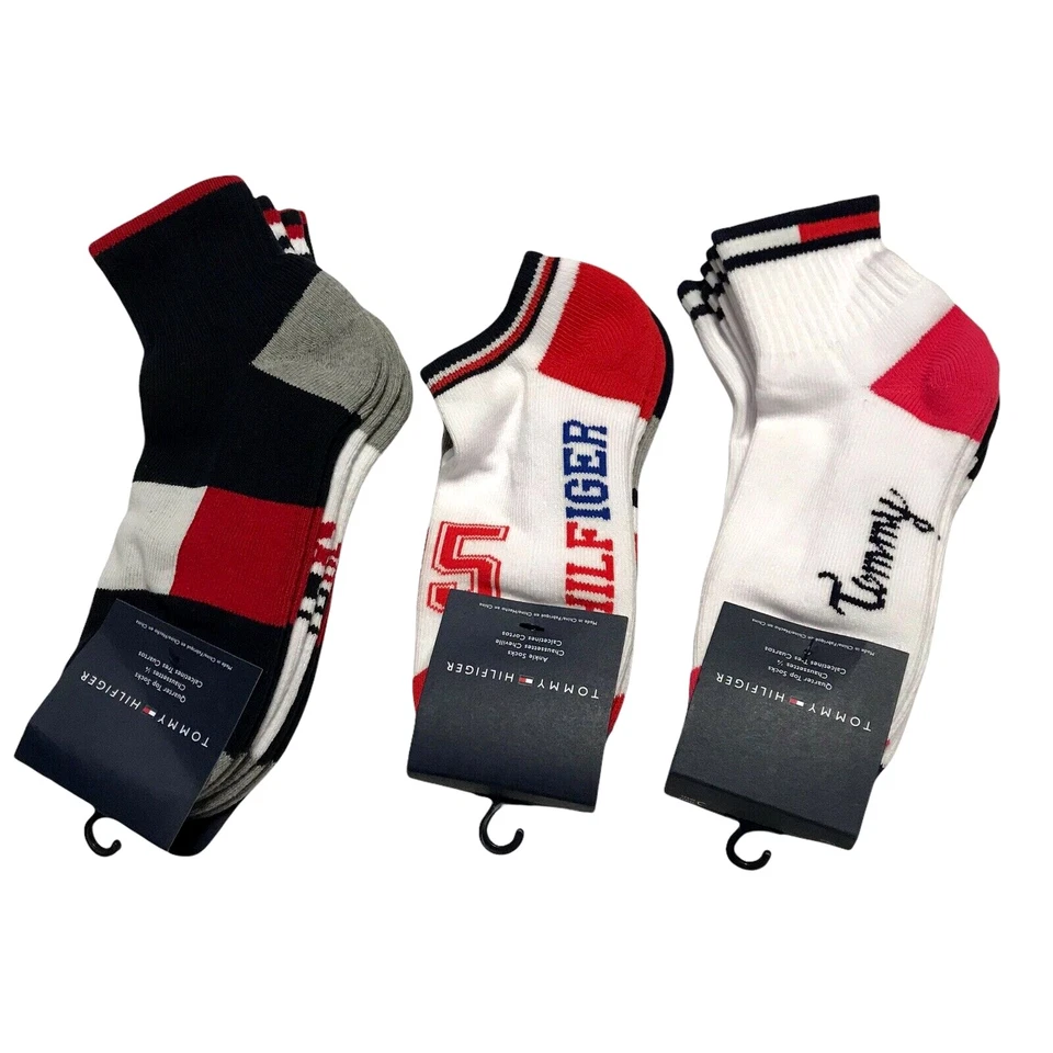 Paquete de 3 calcetines Tommy Hilfiger niños/niñas talla L (9-12 años) cuarto top/corte bajo Foto 1 de 4