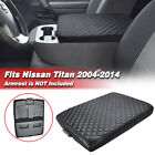 Fit Nissan Titan Bench Seat 2004-2024 Center Console Lid Armrest cover Pad Black