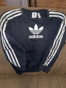 Girls Adidas Sweatshirt Black Rainbow Tint Logo Size Small (7/8) - Picture 1 of 6