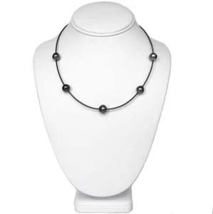 10-12 mm schwarze Tahitiperle 1,5 mm Lederband Halskette 16" 18" oder 20" - Bild 1 von 6