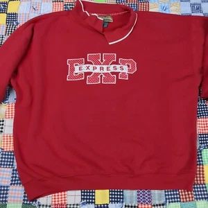 Vintage Express Sweatshirt XL Red Collar Oversized - Picture 1 of 6