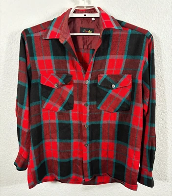 Vintage Benetton Shirt Mens Large Multicolor Flannel Plaid Long Sleeve Button Up - Image 1 of 4