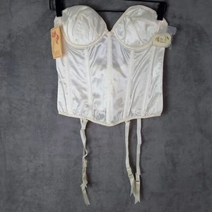 Vtg NOS Corset Bustier With Garters Ivory Empire Intimates Sexy Boudoir 32C - Picture 1 of 9