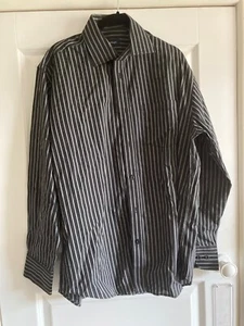 Mens Black & Grey Striped Long Sleeved Shirt - Taylor & Wright - 16" Neck - VGC - Picture 1 of 1