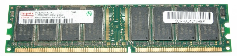Mémoire RAM DIMM 512 Mo DDR PC3200 Hynix pour ordinateur de bureau - Photo 1/1