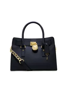 NWT MICHAEL Michael Kors Hamilton Medium Tote Navy Saffiano Leather -30S2GHMS3L - Picture 1 of 7