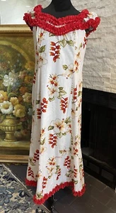 Jade Fashions Hawaii Luau Blumen Maxi rot Rüschen Schulterfrei Kleid Größe Large - Bild 1 von 16