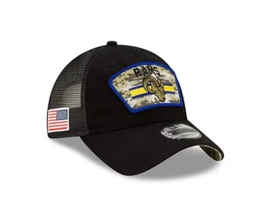 Los Angeles Rams New Era Salute to Service 9TWENTY Adjustable Hat - Black - Picture 1 of 7