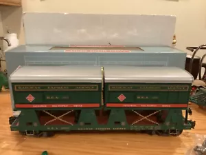 REA-46501 G Scale Piggyback Flat Car Railway Express Agency REA Green 2 Trailer - Picture 1 of 11