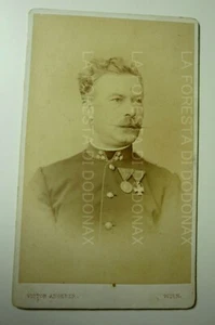 FOTO MILITARE SOLDATO AUSTRIACO AUSTRIA CDV FOTOGRAFIA ANTICA 1870 ANGERRE WIEN - Picture 1 of 2