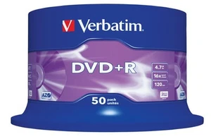 50 DVD +R Verbatim 16x 4.7 gb vergini vuoti AZO STOCK 43550 - Foto 1 di 1
