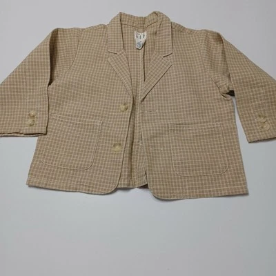 Baby Gap 男孩 12 - 24 M 开衫夹克奶油色亚麻混纺 2 按钮前口袋 — 第 1/4 张图片