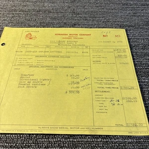 Vtg 1950 Buick Auto Dealer Sales Receipt Car Dealership Invoice - Picture 1 of 2