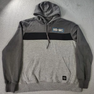 Harley-Davidson Hoodie Mens L Gray Long Sleeve Hooded Casual Pullover 'HD-MC' - Picture 1 of 9