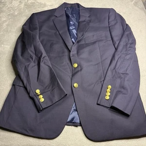 Ralph Lauren Blazer 40 S Marine Wolle Gold Knopf 2 Knopf Stretch Sport Mantel Anzug - Bild 1 von 11