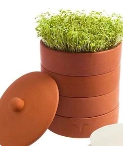 Clay Sprouter Kit Terracotta Tower w/ 3 Shallow Germinating Trays - Picture 1 of 7