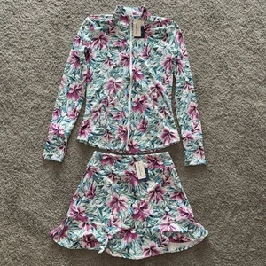 Tommy Bahama Active Tropical Floral 1/4 Zip Pullover Top Skirt Outfit Size XS - Picture 1 of 12