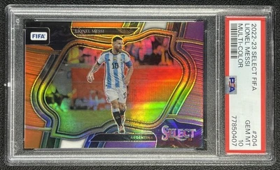 LIONEL MESSI PSA 10 2022 PANINI SELECT FIFA #204 MULTI COLOR FIELD LEVEL PRIZM - Image 1 of 2