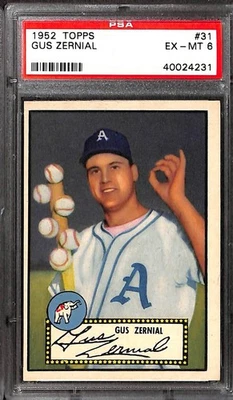 1952 TOPPS #31 GUS ZERNIAL PSA 6 EX-MT 40024231  - Image 1 of 3