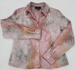 Evan-Picone Easy Care Women's 10 Button Up Procion Ice Tie Dyed Upcycled Custom - Picture 1 of 22