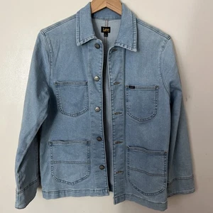 Camisa de mezclilla Lee Light Wash chaqueta utilitaria para tareas para mujer parche bolsillo vintage - Imagen 1 de 9