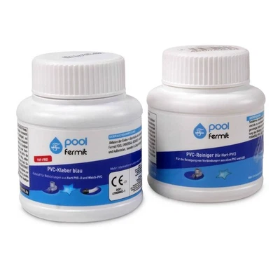 SET> Fermit PVC-Kleber blau + Reiniger je 125 ml PVC Schlauch Rohr Pool Kleber - Bild 1 von 4