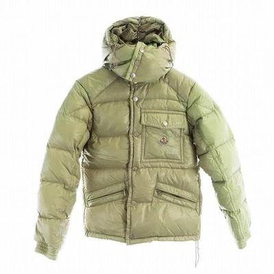 Moncler Mens Down Jacket Green Nylon 00 XXS Long Sleeve Logo Patch Authentic - Image 1 of 4
