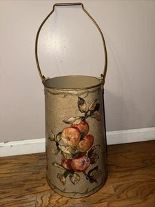 Soporte para paraguas de metal 17" pintado a mano decoupage manzanas uvas follaje - Imagen 1 de 7