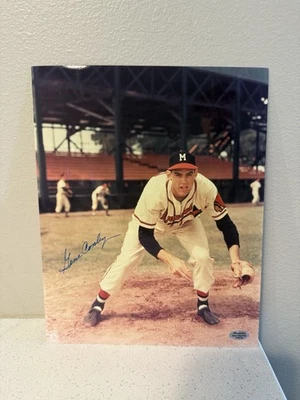 GENE CONLEY MILWAUKEE BRAVES SERIE MUNDIAL CAMPEONES 1957 ACCIÓN FIRMADO 8x10 Foto 1 de 2