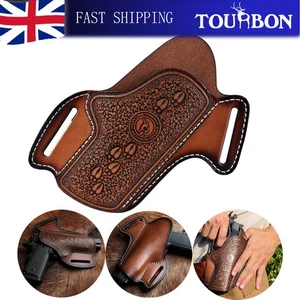 TOURBON Leather Handgun Holster Glock Ruger Tactical OWB Belt Pouch Hunting Gift - Picture 1 of 24