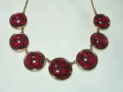 ...MONET...Collana Con Sezioni In Design A Quadri In Lucite, Color Oro... - Immagine 1 di 4