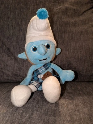 Gutsy Smurf 14 英寸毛绒玩具娃娃 2013 Kellytoy 苏格兰 Kilt The Smurfs  — 第 1/4 张图片