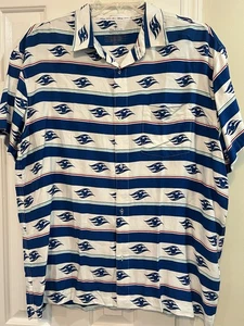 Camicia uomo XL con bottoni SS blu Topolino onde logo righe Disney Cruise Line nuova con etichetta - Foto 1 di 16