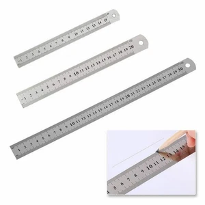3pcs Metal Ruler Stainless Steel Double Sided 15/20/30cm Precision School Office - Picture 1 of 10