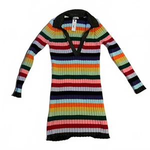 Abito maglione Steve Madden, taglia large, multicolore a righe, maglia donna - Foto 1 di 8